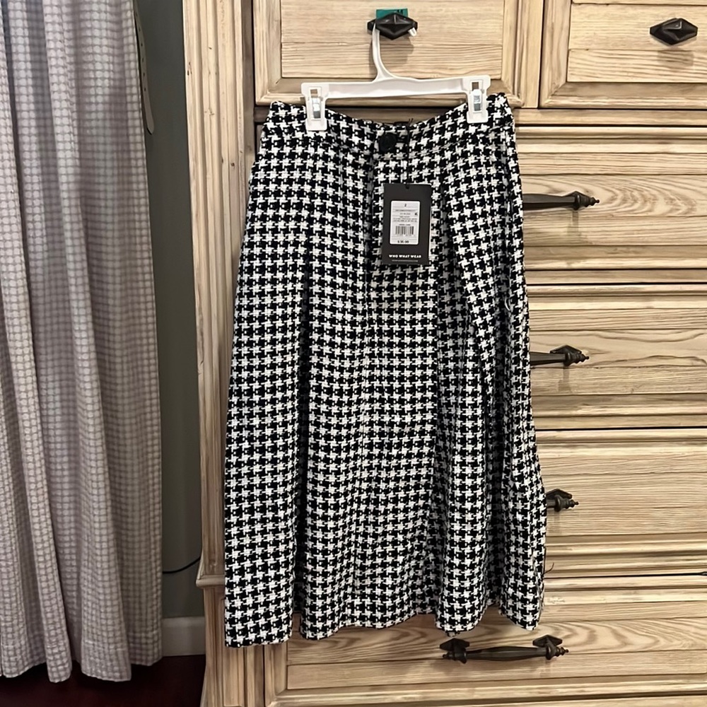 Houndstooth high wasted midi skirt